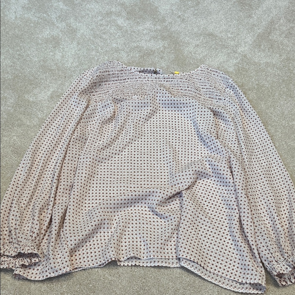 LOFT Cream and Black Polka Dot Blouse